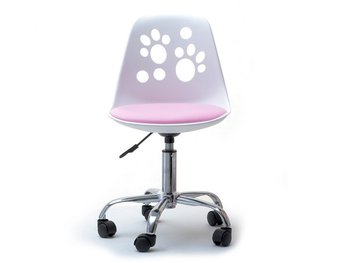Krzesło Obroowe Dla Dziewczynki Foot Biało - Różowy Noga Chrom - MEBEL-PARTNER