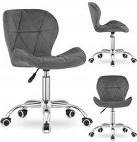 Krzesło Obrotowe Biurkowe Fotel Na Kółkach Regulowane Szare Welur Dorm