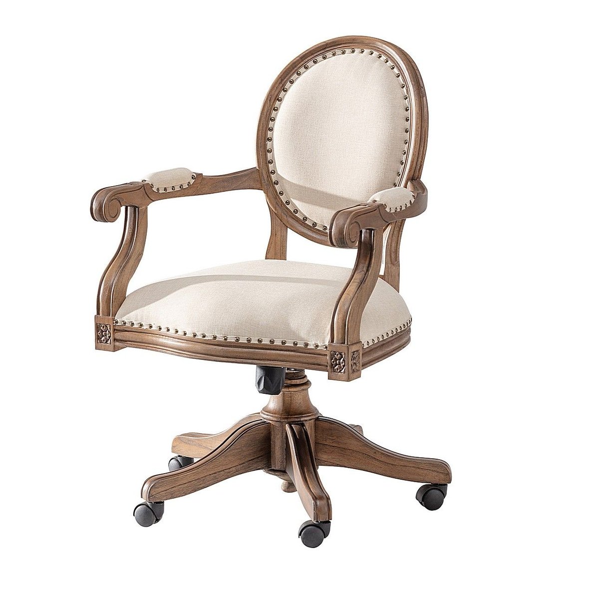 Фото - Стілець Dekoria Krzesło obrotowe  Cristiano, beżowo-brązowe, 55x55x100 cm 