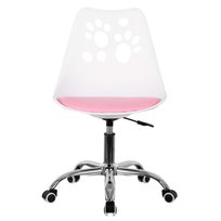 Krzesło obrotowe, ergonomiczny fotel na kółkach dla dzieci, ucznia biało-różowe