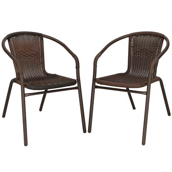 Krzesło ogrodowe 2 szt. metalowe na balkon brązowe - Springos