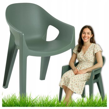 Krzesło Ogrodowe Plastikowe Nowoczesne na Taras Balkon WYGODNE Wytrzymałe SOLIDNE Zielone - e-floor
