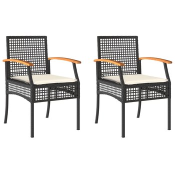Krzesło ogrodowe rattan PE czarno-brązowe z podusz - Zakito