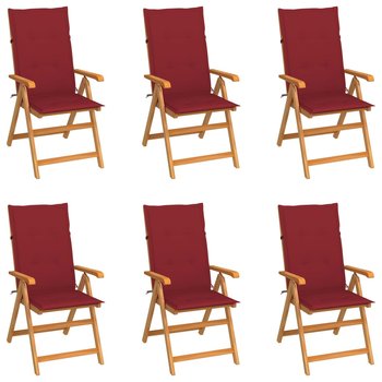 Krzesło ogrodowe tekowe z poduszką - winna czerwie - Zakito Europe