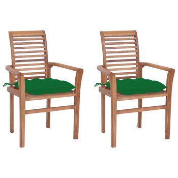 Krzesło ogrodowe tekowe z poduszką, zielone, 62x56 - Zakito Europe