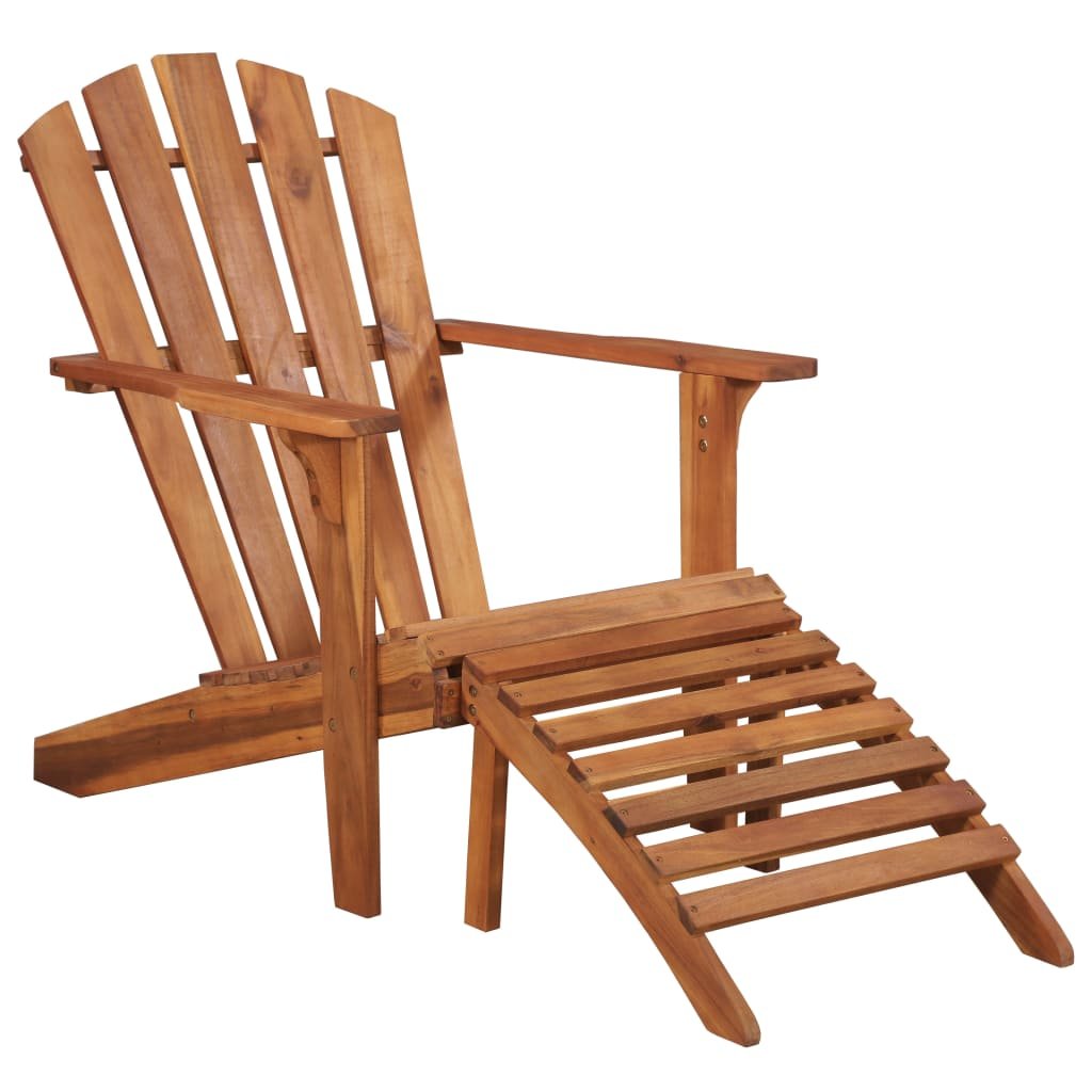 Krzesło ogrodowe VIDAXL Adirondack z podnóżkiem, lite drewno akacjowe, 69,5x132,5x91cm