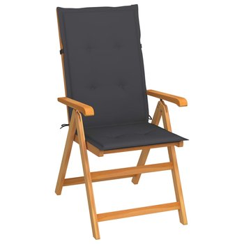 Krzesło ogrodowe z antracytowymi poduszkami, drewno tekowe - vidaXL