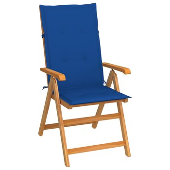 Krzesło ogrodowe z niebieskimi poduszkami, lite drewno tekowe - vidaXL