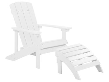 Krzesło ogrodowe z podnóżkiem białe ADIRONDACK - Beliani