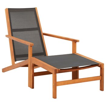 Krzesło ogrodowe z podnóżkiem, czarne, eukaliptus i textilene - vidaXL