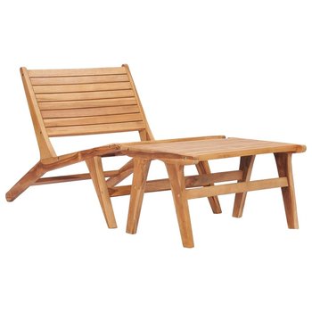 Krzesło ogrodowe z podnóżkiem, lite drewno tekowe - vidaXL