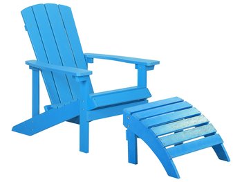 Krzesło ogrodowe z podnóżkiem niebieskie ADIRONDACK - Beliani