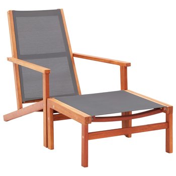 Krzesło ogrodowe z podnóżkiem, szare, eukaliptus i textilene - vidaXL