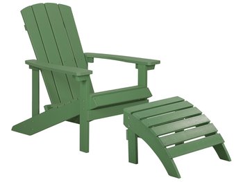Krzesło ogrodowe z podnóżkiem zielone ADIRONDACK - Beliani