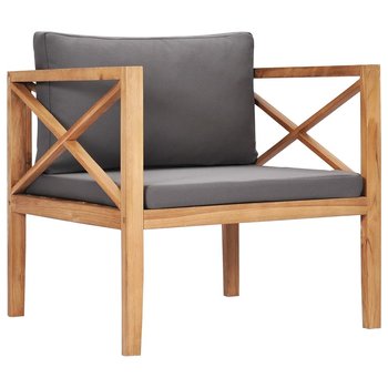 Krzesło ogrodowe z szarymi poduszkami, lite drewno tekowe - vidaXL