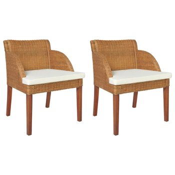 Krzesło rattanowe jasnobrązowe z poduszką kremową - Zakito Europe
