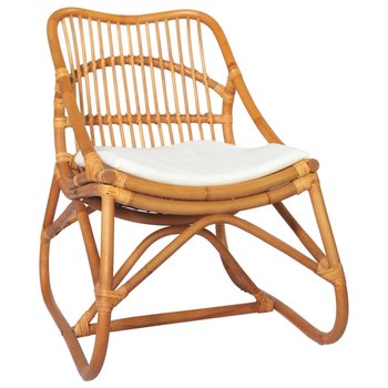 Krzesło rattanowe z lnianą poduszką - 73x50x78 cm, - Zakito Europe