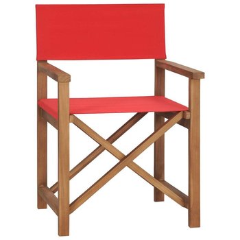 Krzesło reżyserskie, lite drewno tekowe, czerwone - vidaXL