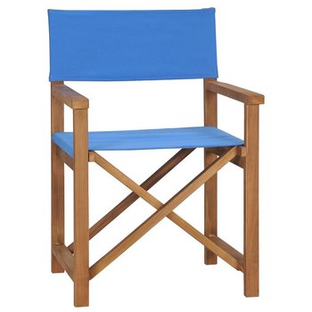 Krzesło reżyserskie, lite drewno tekowe, niebieskie - vidaXL