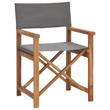 Krzesło reżyserskie vidaXL, lite drewno tekowe, szare - vidaXL
