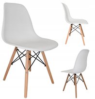 Krzesło Skandynawskie Fotel Kuchnia Jadalnia Biuro Salon Mia Białe