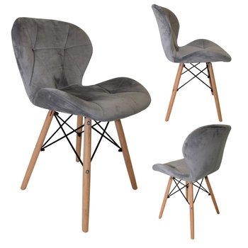 Krzesło Skandynawskie Tapicerowane Welurowe Zoe Szary - Kontrasto