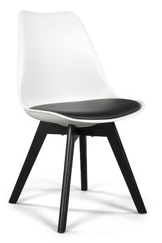 Krzesło Skandynawskie Z Poduszką Dublin Biało - Czarne Nogi Czarne - Home-Design24