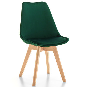 Krzesło Skandynawskie Z Poduszką Dublin Welur Zielony Noga Drewno - Home-Design24