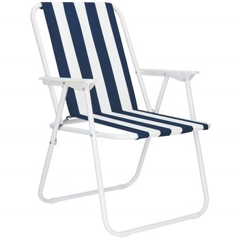 Krzesło składane turystyczne na plażę i do ogrodu niebieskie pasy - Springos