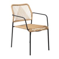 Krzesło SOBREME czarne z naturalnym sznurkiem 54x63x78 cm HOMLA