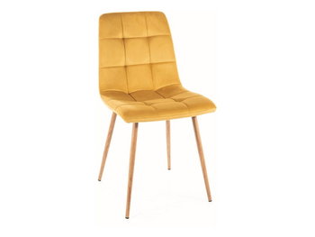 Krzesło tapicerowane do jadalni MILA D VELVET curry/dąb SIGNAL - Signal