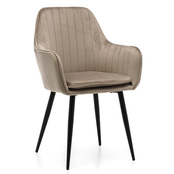 Krzesło Tapicerowane Emilia Ciemnobeżowy Welur Salon Jadalnia - Home-Design24