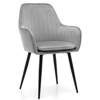 Krzesło Tapicerowane Emilia Jasny Szary Welur Salon Jadalnia - Home-Design24