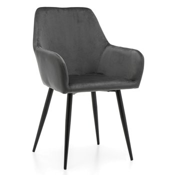 Krzesło Tapicerowane Ivo Szary Welur Do Salonu Jadalni - Home-Design24