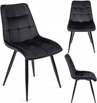 Krzesło Tapicerowane Kuchenne Welurowe Velvet Do Salonu Jadalni Czarne RIO