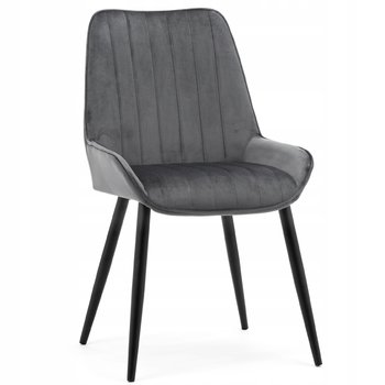 Krzesło Tapicerowane Luca Aksamit Velvet Welur Szara Czarne Nogi - Home-Design24