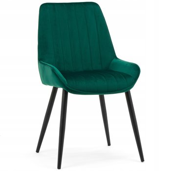 Krzesło Tapicerowane Luca Aksamit Velvet Welur Zielona Czarne Nogi - Home-Design24