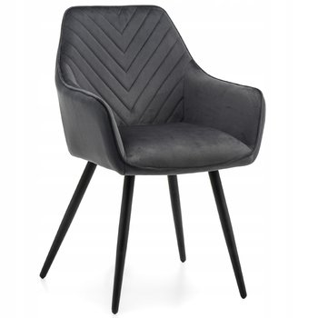 Krzesło Tapicerowane Pikowane Welurowe Vasto Szare - Home-Design24