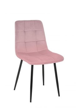 Krzesło tapicerowane Pudrowy Róż nogi metal Czarne - Modesto Design