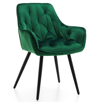 Krzesło Tapicerowane Welurowe Aksamit SIENA zielona do Salonu Jadalni - Home-Design24
