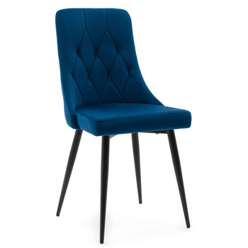 Krzesło Tapicerowane Welurowe Caren Aksamit Granatowe - Home-Design24
