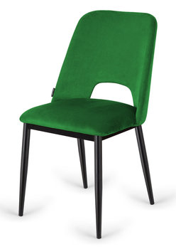 Krzesło tapicerowane welurowe GOTI zielone do salonu jadalni - Lugano