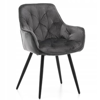 Krzesło Tapicerowane Welurowe Siena Szara - Home-Design24