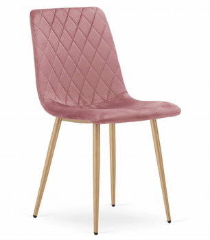 Krzesło TURIN - różowy aksamit / nogi kolor drewna x 2 - Oskar