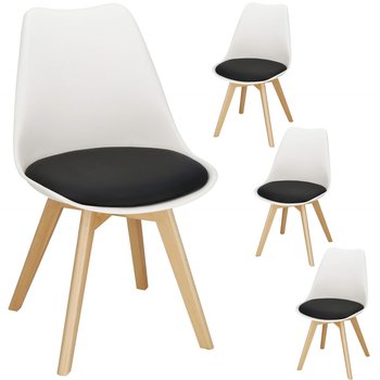 Krzesło Verde Krzesła 4 Szt. Do Jadalni, Kuchni Skandynawskie Ekoskóra Biało-Czarne - Springos