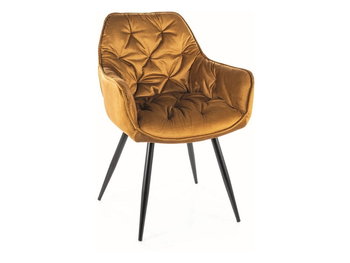 Krzesło welurowe CHERRY MONOLITH curry tapicerowane - Signal