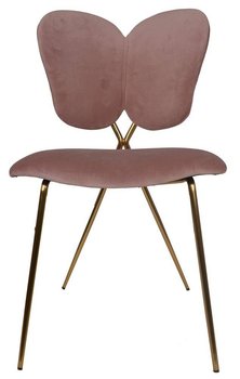 Krzesło welurowe motyl różowe ze złotymi metalowymi nogami - UPOMINKARNIA
