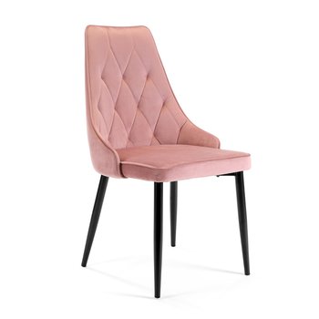 Krzesło welurowe tapicerowane pikowane SJ.054 do salonu - Różowe - FABRYKA MEBLI AKORD