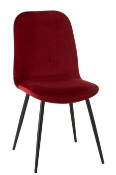 Krzesło welwetowe z poduszką MIA HOME Clayre, bordowe, 45,5x53,5x87 cm, 2 szt. - MIA home