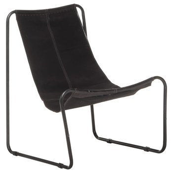 Krzesło wypoczynkowe, czarne, skóra naturalna - vidaXL
